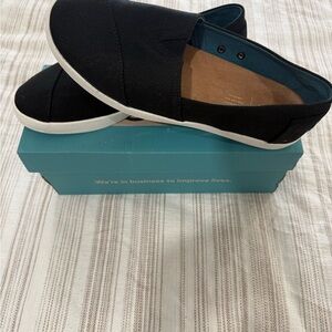Toms Black Canvas Slip-On Loafers